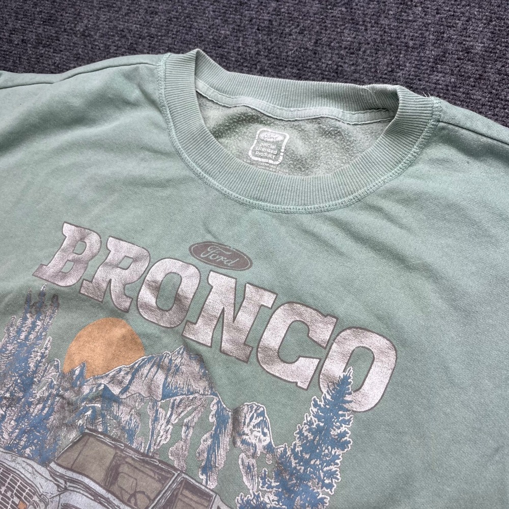 Ford Bronco Graphic Pullover Sage Green Crewneck Sweatshirt